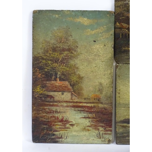 1891 - Hugh Church, 19th century, Oil on boards, Five landscape scenes comprising Watersmeet, Lynmouth; The... 