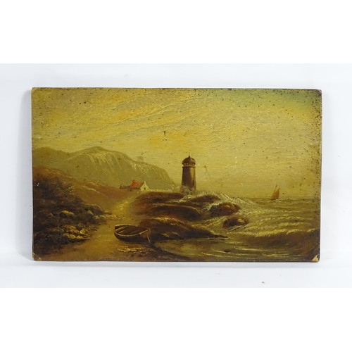 1895 - Hugh Church, 19th century, Oil on boards, Two seascapes comprising, Rock Light, Isle of Arran, and D... 