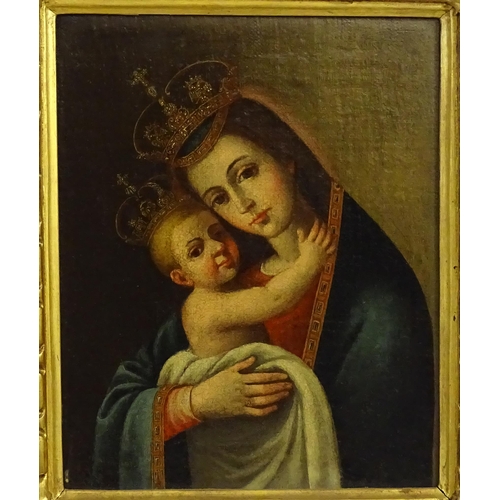 1896 - 18th century, Continental School, Oil on canvas, Crowned Virgin and Child, Madonna & Child / Mother ... 