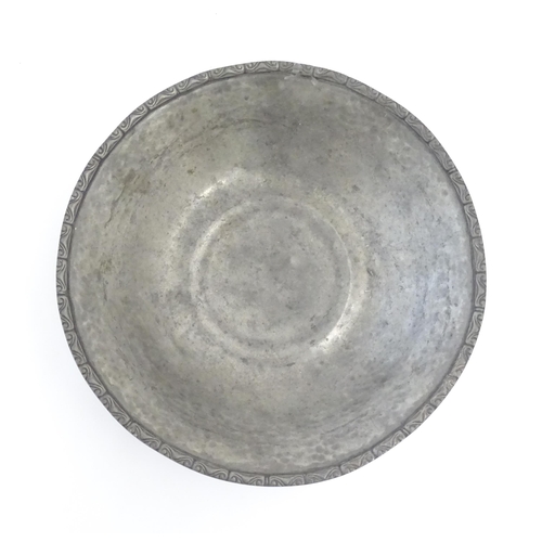 1088 - A Liberty & Co Tudric pewter bowl with scrollwork border. Marked under and numbered 01354. Approx. 9... 