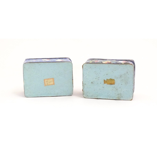 1129 - Two Oriental cloisonne boxes of rectangular form decorated with flowers, foliage and butterflies. Ap... 