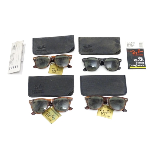 1405 - Vintage fashion and clothing: 4 pairs of L1725 vintage Ray-Ban Wayfarer II Bausch & Lomb sunglasses,... 