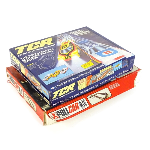 1474 - Toys: Two 20thC car racing games comprising TCR Total Control Racing Lighted Jam Car Speedway, and P... 