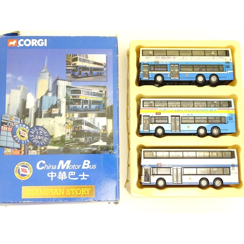 1479 - Toys: A quantity of assorted die cast scale model Corgi Far Eastern Buses to include KMB Christmas O... 