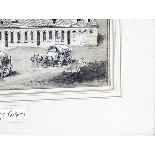 1915 - Early 20th century, Ink and watercolours, A rare historical drawing of the Neoclassical Villa Hugel ... 