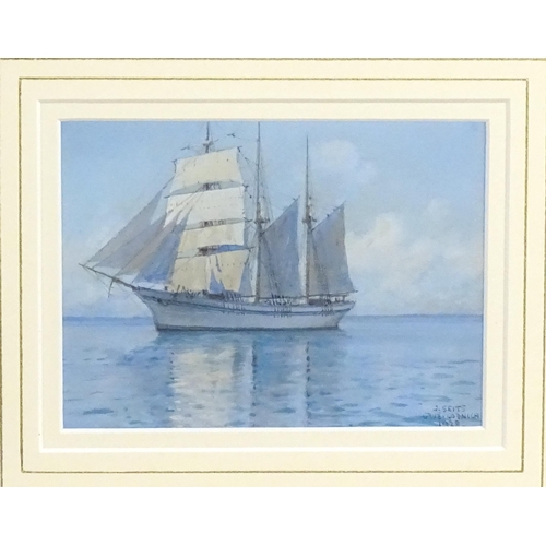 1920 - Johann Seits (1887-1967), Austrian School, Watercolour, Gruz Loznica, A sailing ship at sea. Signed,... 