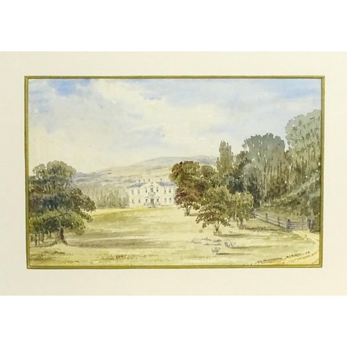 1921 - Early 20th century, Watercolour, A country house in a wooded landscape with sheep. Approx. 5 1/2