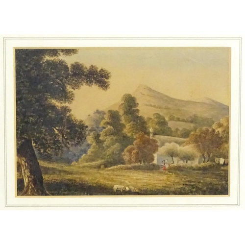 1938 - Manner of Peter De Wint (1784-1849), 19th century, Watercolour, A wooded landscape with figures near... 