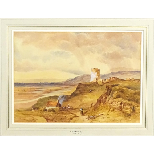 1943 - William Evans of Eton (1798-1877), Watercolour, A coastal scene with castle ruins and figures. Ascri... 