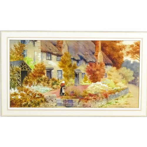 1945 - J. P. Stoole, Early 20th century, Watercolour, West Porlock, Somerset, A village scene in autumn wit... 