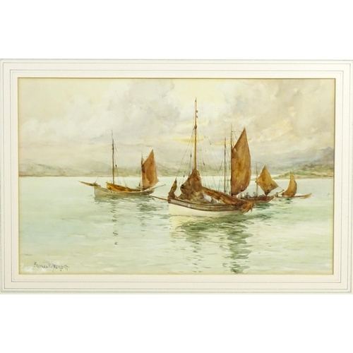 1946 - Frances E. Nesbitt (1864-1934), English School, Watercolour, Fishing boats on the water. Signed lowe... 