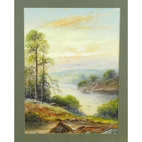 1947 - Manner of John MacWhirter (1839-1911), Watercolour, A river landscape with a man in a rowing boat. A... 