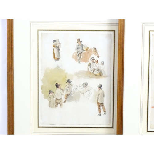 1952 - Robert Hills (1769-1844), Pencil and watercolours, A pair of figural studies depicting children, pea... 