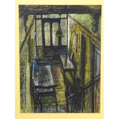 1957 - Flora Dutton, 20th century, Watercolour, The hall of 81 Wallwood Road, Leytonstone. Ascribed verso. ... 