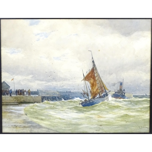 1958 - David Gould Green (1854-1917), English School, Watercolour, Towing a fishing boat at Gorleston Harbo... 