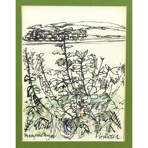 1965 - Manner of George Leslie Hunter (1877-1931), Ink and crayon on paper, Ferryside, A view over the Wels... 