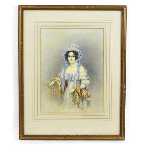 1967 - A. Arundale, 19th century, Watercolour, A portrait of Lady Townshend resting on a column. Ascribed v... 