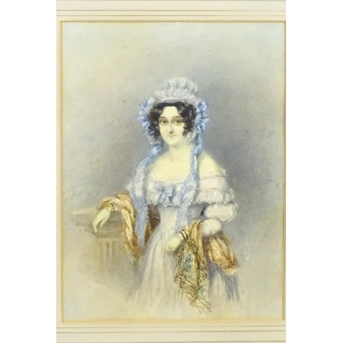 1967 - A. Arundale, 19th century, Watercolour, A portrait of Lady Townshend resting on a column. Ascribed v... 