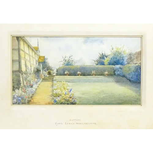 1969 - Early 20th century, Watercolour, Cottage at Rous Lench Court, Worcestershire. Signed with initials J... 