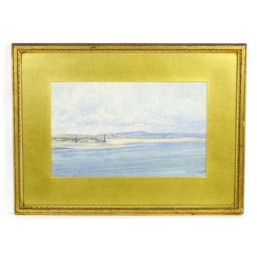 1971 - Edith Gittins (1845-1910), Watercolour, A coastal scene with a view of the two obelisk beacons at Gu... 