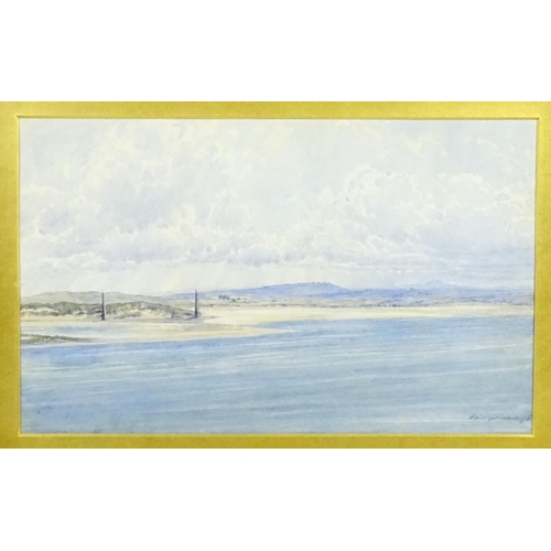 1971 - Edith Gittins (1845-1910), Watercolour, A coastal scene with a view of the two obelisk beacons at Gu... 