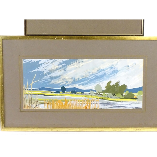 1973 - William Gronow Davis (1941-2015), Gouaches, Two landscapes, a loch scene and a river landscape. Both... 