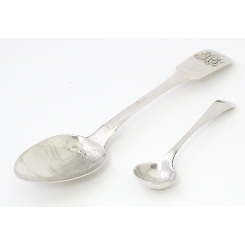 315 - A silver Fiddle pattern teaspoon hallmarked London 1824 maker Jonathan Hayne.  Together with a silve... 