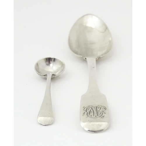 315 - A silver Fiddle pattern teaspoon hallmarked London 1824 maker Jonathan Hayne.  Together with a silve... 