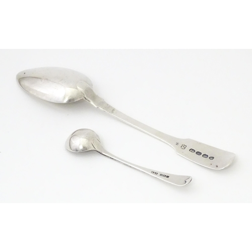 315 - A silver Fiddle pattern teaspoon hallmarked London 1824 maker Jonathan Hayne.  Together with a silve... 