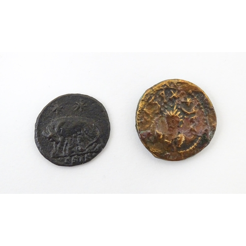 805 - Coins: A quantity of assorted old coins, tokens, medallions, commemorative coins, and some reproduct... 