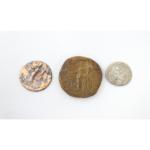 805 - Coins: A quantity of assorted old coins, tokens, medallions, commemorative coins, and some reproduct... 