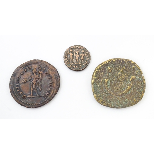 805 - Coins: A quantity of assorted old coins, tokens, medallions, commemorative coins, and some reproduct... 