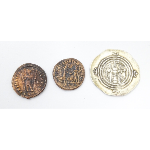 805 - Coins: A quantity of assorted old coins, tokens, medallions, commemorative coins, and some reproduct... 