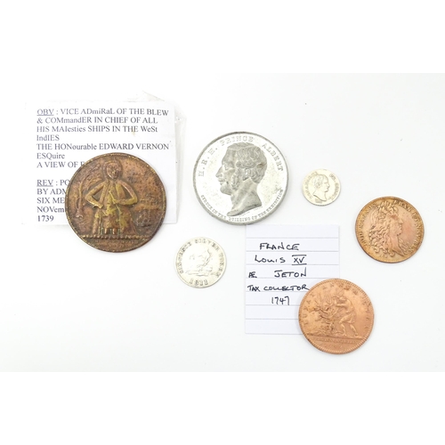 805 - Coins: A quantity of assorted old coins, tokens, medallions, commemorative coins, and some reproduct... 