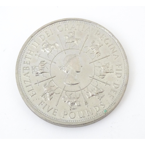 808 - Nine assorted coins / commemorative / restruck coins to include an old bronze coin the reverse with ... 