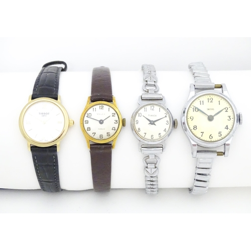 826 - Four  assorted ladies wristwatches to include examples by Tissot, Valex, Smiths & Timex. (4)