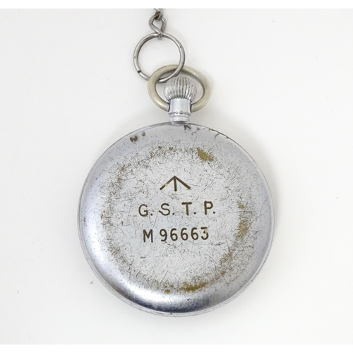 832 - A WWII era Cyma General Service Time Piece / Army issue pocket watch  Marked to reverse G.S.T.P with... 