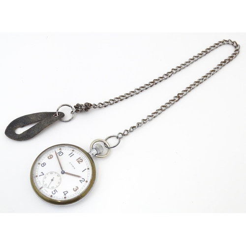 832 - A WWII era Cyma General Service Time Piece / Army issue pocket watch  Marked to reverse G.S.T.P with... 