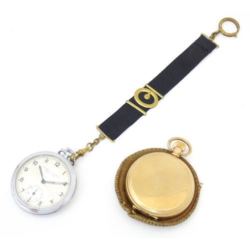 833 - A gold plated Hunter cased pocket watch, the case marked Dennison Watch Case Co. and 'Star' . Togeth... 