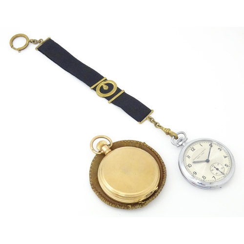 833 - A gold plated Hunter cased pocket watch, the case marked Dennison Watch Case Co. and 'Star' . Togeth... 