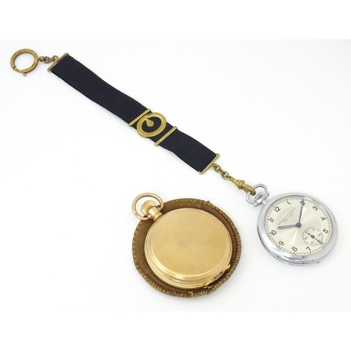 833 - A gold plated Hunter cased pocket watch, the case marked Dennison Watch Case Co. and 'Star' . Togeth... 