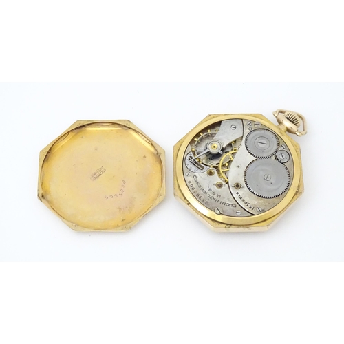 835 - An American crown winding pocket watch by Elgin National Watch Co. The dial signed Elgin with subsid... 