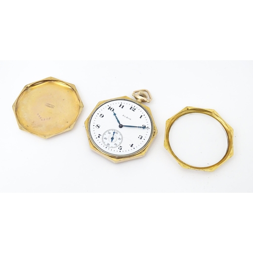 835 - An American crown winding pocket watch by Elgin National Watch Co. The dial signed Elgin with subsid... 