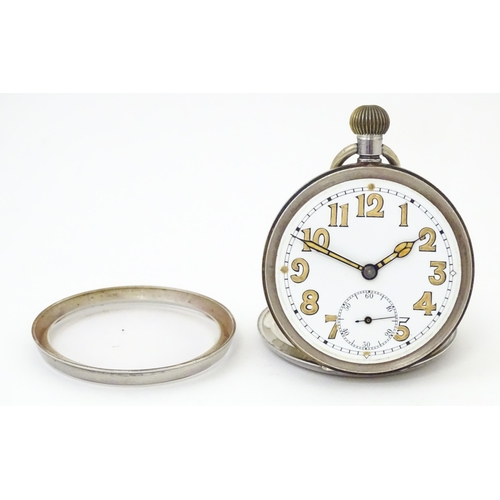 843 - A Bravingtons fob watch, together with a pair cased pocket watch, the dial signed T. A. Jones, a hal... 