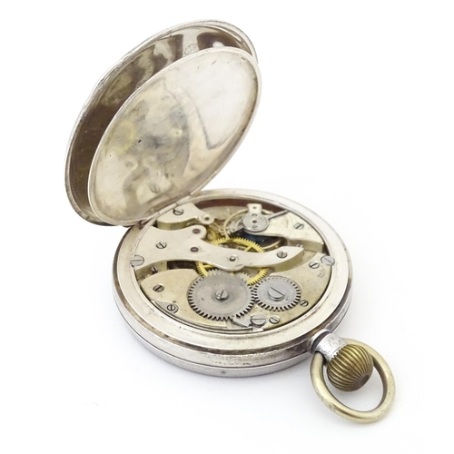 843 - A Bravingtons fob watch, together with a pair cased pocket watch, the dial signed T. A. Jones, a hal... 