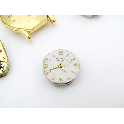 845 - Watchmakers / Repairers Interest : A quantity of assorted wristwatch / wrist watch movements, cases ... 