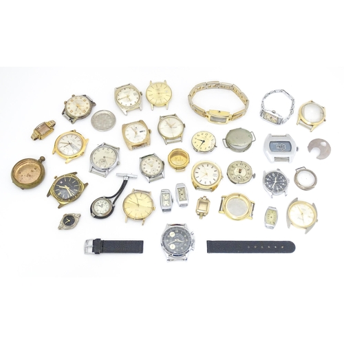 846 - Watchmakers / Repairers Interest : A quantity of assorted wristwatch / wrist watch cases, movements ... 