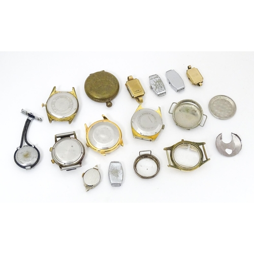 846 - Watchmakers / Repairers Interest : A quantity of assorted wristwatch / wrist watch cases, movements ... 