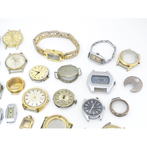 846 - Watchmakers / Repairers Interest : A quantity of assorted wristwatch / wrist watch cases, movements ... 