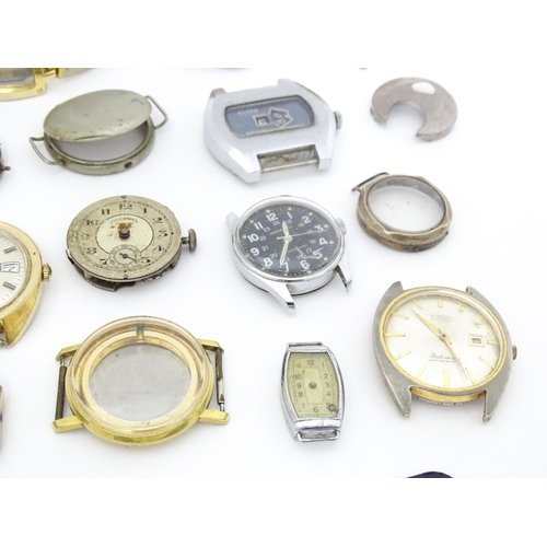 846 - Watchmakers / Repairers Interest : A quantity of assorted wristwatch / wrist watch cases, movements ... 